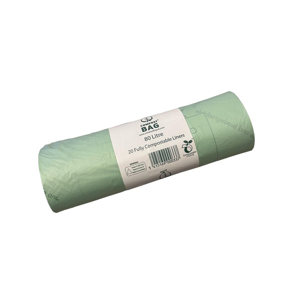 80 Litre x 20 CompostBag Compostable Biodegradable Commercial Food Waste Bin Liner Bags/Sacks (80L) EN13432