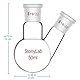 StonyLab 50ml 2 Neck Flask Rundkolben, Glas Dreihalskolben Rundkolben RBF mit 19/22 Standard Taper Outer Joint, 2 Neck Round Bottom Flask - 50ml