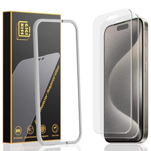 GIGIKISS 2 Pack Matte Screen Protector for iPhone 15 Pro Max -6.7 Inch Anti Fingerprint Anti Glare Screen Protector Tempered Glass Easy Installation