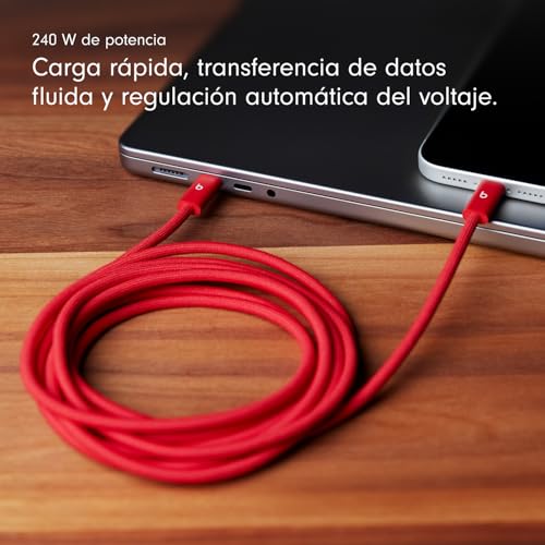 Cable Beats USB-C a USB-C 240W carga rápida para celular, tablet y laptop de 3m 3
