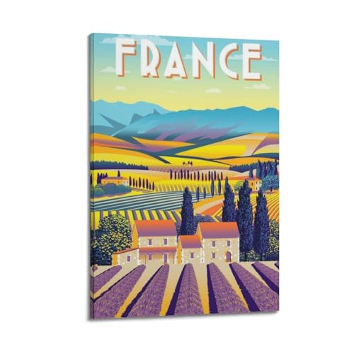 Poster sur toile lavande avec cadre 30x45 cm de ville