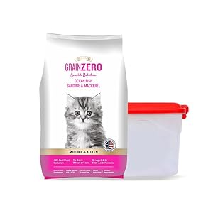 Signature Grain Zero Kitten Dry Cat Food Free with Container, Ocean Fish Sardine and Mackeral 1kg Pack