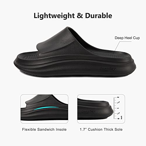 Longbay Cloud Slides For Women And Men, Comfy Cushion Pillow Slides Soft Open Toe House Slippers For Indoor And Outdoor, Non Slip Bathroom Shower Shoes Thick Sole Supportive Beach Sandals #TOP4