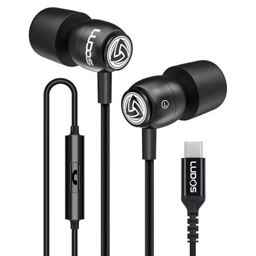 Image of LUDOS Clamor USB C Headphones for iPhone 17 16 15 Pro Max Plus Air iPad Pro, 5 Years Warranty, USB-C Earbuds for Samsung Galaxy S26 S25 S24 S23 Ultra S22 S21 FE S20 A55 A54 A53, USB Type C Earphones
