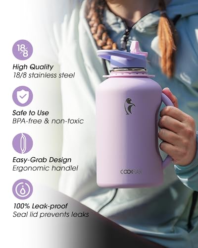 Image of Coolflask 64 oz Water Jug with Handle, Half Gallon Insulated Water Bottle