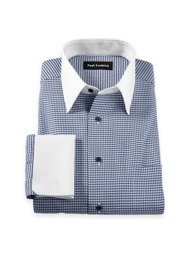 Paul Fredrick Men's Classic Fit Comfort Stretch Non-Iron Check Dress Shirt