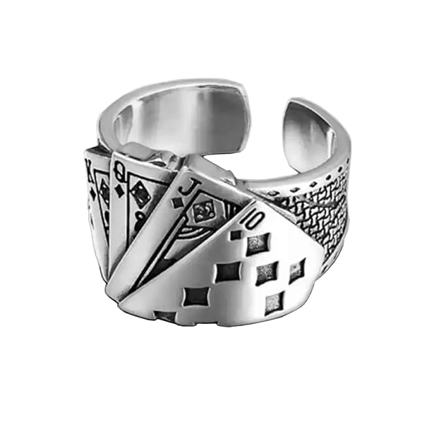 rvm jewels Stainless Steel Ace King Queen Jack Playing Card Stylish Biker Poker Adjustable Ring for Men Boys-picture-29
