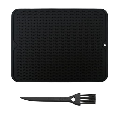 1 tappetino scolapiatti in silicone, 1 spazzola per la pulizia, tampone di raccolta dell'acqua per il piano di lavoro, cuscinetto asciutto, cuscinetto assorbente per lavello, cuscinetto isolante