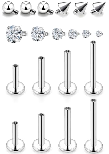 Msndnkwo Medusa Piercing Jewelry Stainless Steel Labret Jewelry Monroe Lip Piercings Rings Different Size Tragus Nail Conch Cartilage Helix Earring Stud Bar Length 6mm 8mm 10mm 12mm