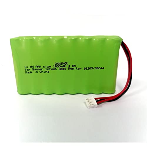 OXWINOU 4.8V 1800mAh Replacement Ni-MH AAA 1600mAh 4.8V Battery 36044-10 for Summer Pure HD 4.5 Inch Monitor 36203 36203-2, Baby Pixel Zoom HD 5.0 Inch 36044(1-Pack)