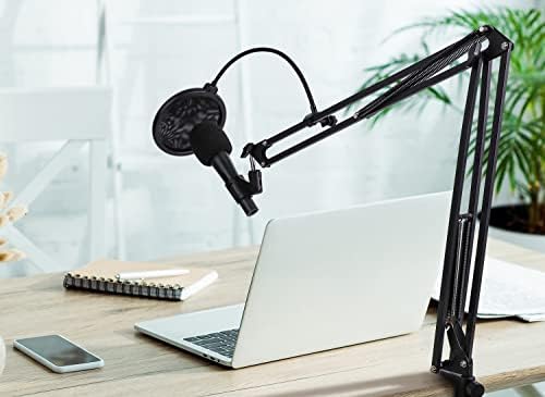 Amazon Basics Microphone Arm Stand with Pop Filter, 19-Inch (48.2 cm) Arm