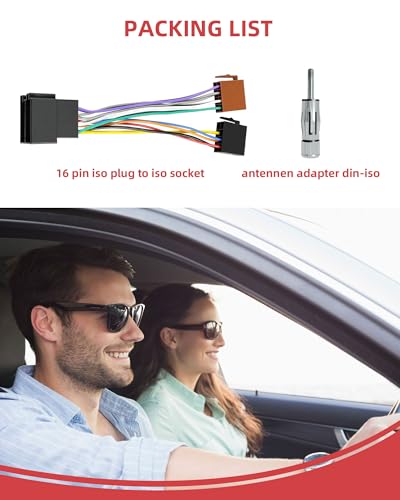 RUIZHI Autoradio Radioadapter Set, Universal Stecker Radio-Adapter, Antennenadapter DIN ISO Klemme 15 + 30 steckbar Verlängerung Radio Adapter Stecker, ISO Adapter Auto