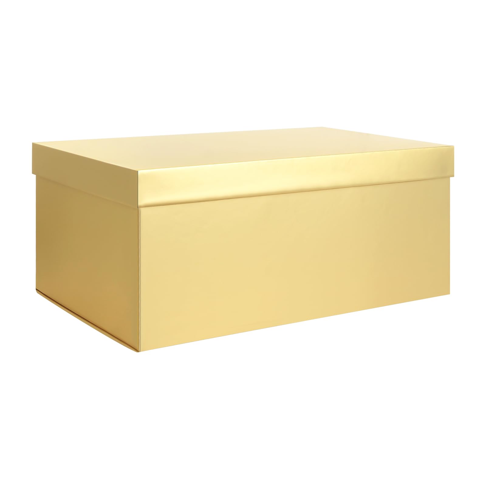 KISPATTI Gold Storage Box, Gold Cardboard Storage Boxes with Lids 30 x 20 x 12 cm Small Storage Box with Ribbon Cardboard Boxes for Home Bedroom Living Room Office School