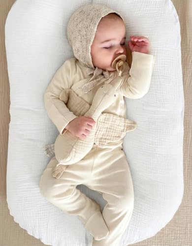 Image of Muslin Baby Lounger Cover 2 Pack, Soft Breathable Newborn Lounger Pillow Cover for Boys Girls Infant (White & White)