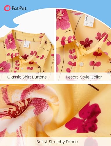 Image of PATPAT Couples Matching Outfits Hawaiian Women Dresses & Men Shirts | Matching Cruise Outfits for Couples, Beach Vacation Outfits, Spaghetti Strap Midi Sundress, Men Boho Tropical Print Shirt