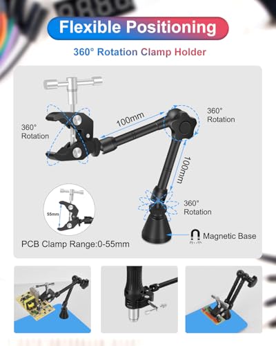 Image of Helping Hands Soldering Tool with 6X /3X Magnifying Glass LED Light - Magnetic Third Hand for Electronics Repair,Jewelry Making,Hobby DIY Projects - Adjustable Alligator Clips & Heavy Duty Base