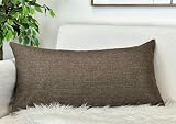 Aiking Home Imitation Burlap Lumbar Pillow Cover 14x26 Inch Vintage Faux Linen Rustic Natural Look, 1 Piece Elegance Farmhouse Style Accents Pillow Case for Indoor Use, Brown