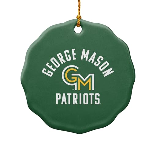 GRAPHICS & MORE George Mason University Patriots Logo Porcelain Scalloped Holiday Christmas Tree Ornament - 2.8" (7.1 cm)