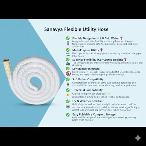 Image of 5 Meter Multipurpose Hose Pipe | Drain Pipe | Extension Pipe for AC Outlet Drain Water - Semi Washing Machine Pipe Pack of 1 (White)