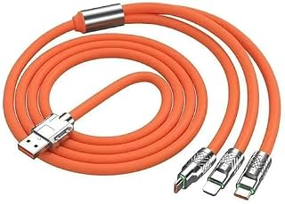 CROCKERY HUB 3 in 1 Multi Charging Cable 4FT, 60W Type-C Charger Cable Fast Charge, Thick Silicone Multi Cable Charging Co Price In India