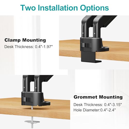 Image of MOUNT PRO Dual Monitor Stand for Max 43 Inch Ultrawide Computer Screen, Premium Aluminum Heavy Duty Monitor Arm Holds 6.6lbs to 33lbs, Gas Spring Full Motion Display Desk Stand, VESA Mount
