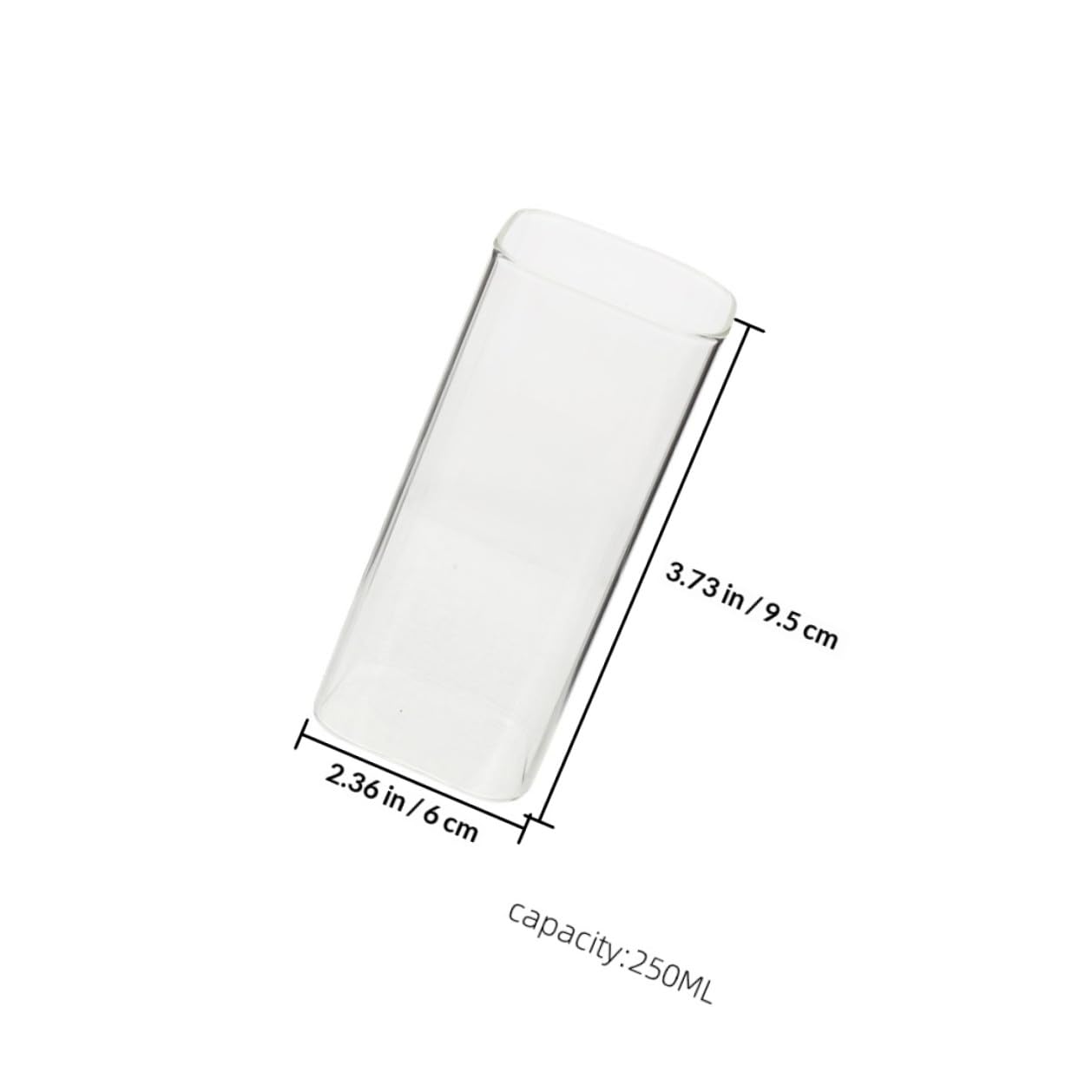 Beavorty Set 6 Tazze di Vetro Quadrate 250ml, Bicchieri da Latte e Caffè in Vetro Borosilicato Trasparente Resistenti al Calore, Adatte per Casa, Bar e Ristoranti