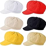 6 Pcs Women Newsboy Cap Adjustable Visor Beret Hats Sun Hat Beach Hats Soft 8 Panels Vintage Cabbie
