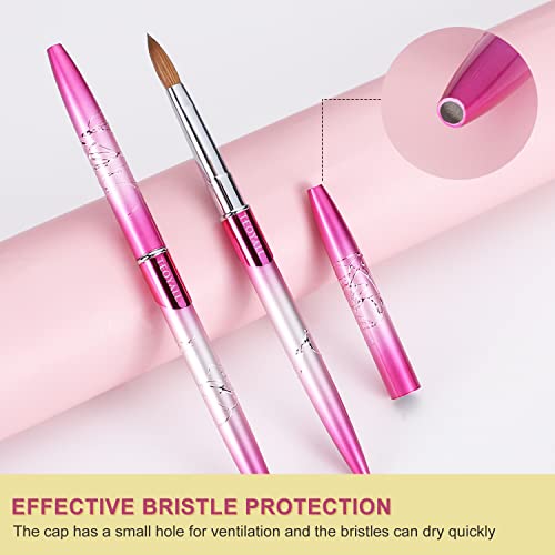 Teoyall Kolinsky Acrylic Nail Brush Size 8, 100% Pure Kolinsky Acrylic Powder Brush For Nails Extension & Carving Nail Salon Home Use (#8) #TOP6