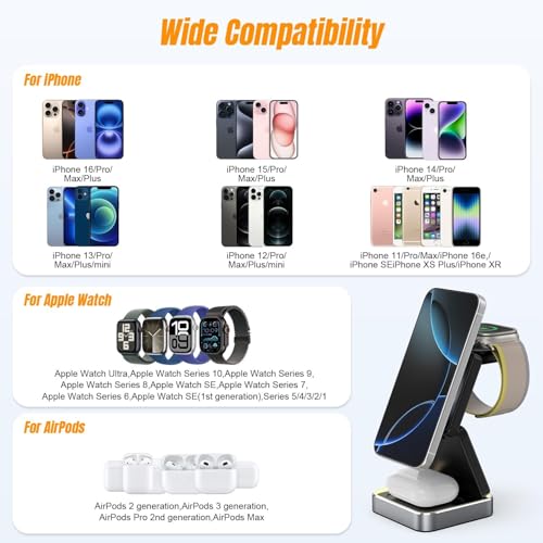 Wireless Charging Station 3 in 1 for Apple Devices, Foldable Magnetic MagSafe Charger Stand - image 7
