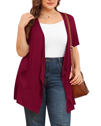 Image of TIANZHU Plus Size Cardigan for Women Lightweight Short Sleeve Summer Dressy Light Cardigan