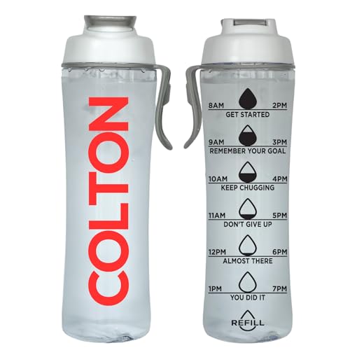 50 Strong 24oz Kids Tritan Water Bottle – BPA-Free, Shatterproof, Lightweight with Hourly Time Markings – Chug Cap & Carry Loop – Reusable for School, Sports & Daily Hydration (Custom Name)