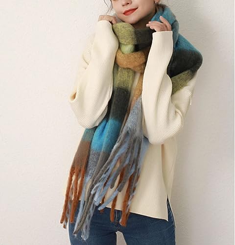 Large Chunky Winter Scarf for Women Colorful Plaid Cashmere Feel Oversized Blanket Scarves Thick Pashmina Shawl Wraps2