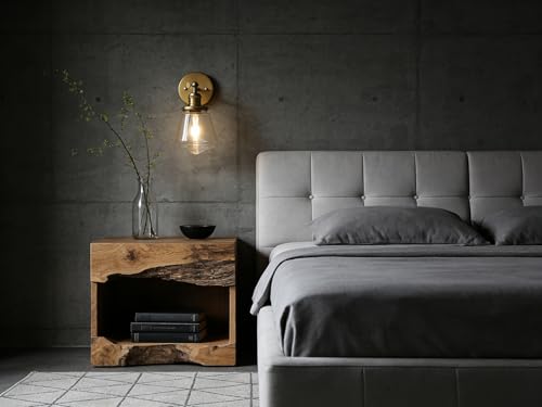Image of Phansthy Wall Sconces Light Fixture Industrial Wall Lamp, 180 Degree Adjustable Bathroom Vanity Light, Wall Light with Glass Shade Wall Decorative Lighting for Kitchen Living Room Hallway (Antique)