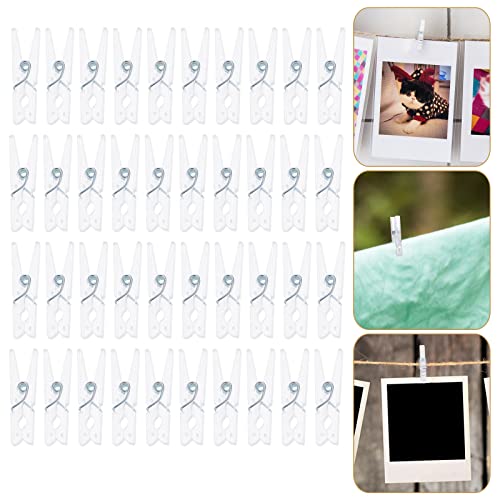Cabilock 100 peças clipes transparentes para fotos clipes de pendurar mini pregadores de roupa faça