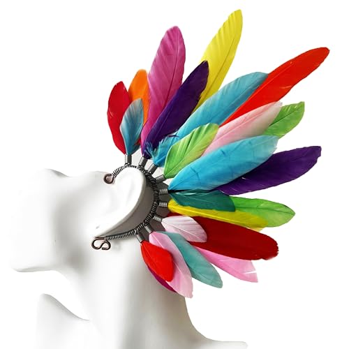 Handmade Colorful Goose Feather Ear Cuff for Women – Festival & Beach Vacation Earring Accessory, Left Ear Only