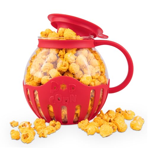 WURJEEIK Glass Microwave Popcorn Popper with 3-in-1 Multifunctional High Temperature Resistant Glass Popcorn Jar Silicone Lid for Family Party Red 1 pack WURJEEIK Glass Microwave Popcorn Popper with 3-in-1 Multifunctional High Temperature Resistant Glass Popcorn Jar Silicone Lid for Family Party Red 1 pack