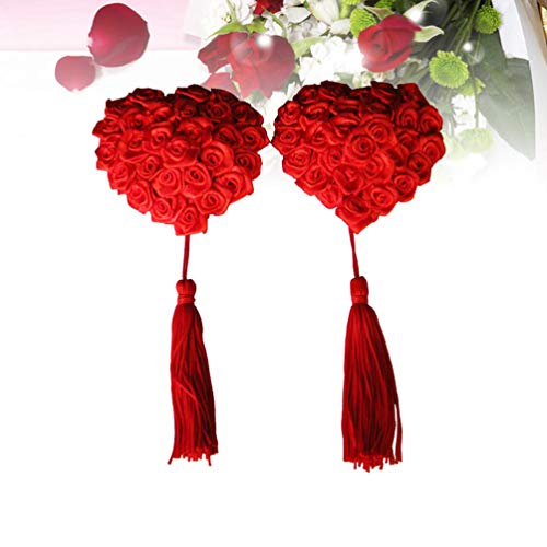 KESYOO Adesivo de mamilo de rosa com borla adesiva, pétalas de mamilo, lingerie para mamilo para mul