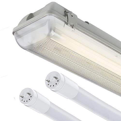 Price comparison product image 5Ft LED Twin Non Corrosive T8 Batten Fitting Indoor or Outdoor IP65 Weatherproof Fixture Ideal For Garage Warehouse Car Park Industrial Lighting - Comes with 2x 6000k Daylight 58w T8 LED Tubes