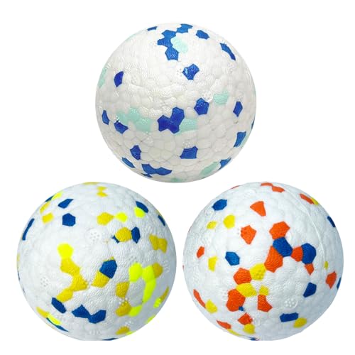 CAISHOW 3Pack Dog Ball Toys Indestructible Dog Ball Float On Water Fetch Bouncy Durable Solid Rubber Ball for Puppy Small and Medium Dogs Playing Toys (3Pcs-2.55)
