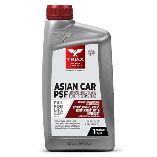 TRIAX Asian Car PSF Power Steering Fluid | Hydraulic & Electric | Full Synthetic, OEM Grade | Compatible with Honda, Acura, Toyota, Lexus, Nissan, Infiniti, Mazda, Hyundai, Kia & More (1 Quart)