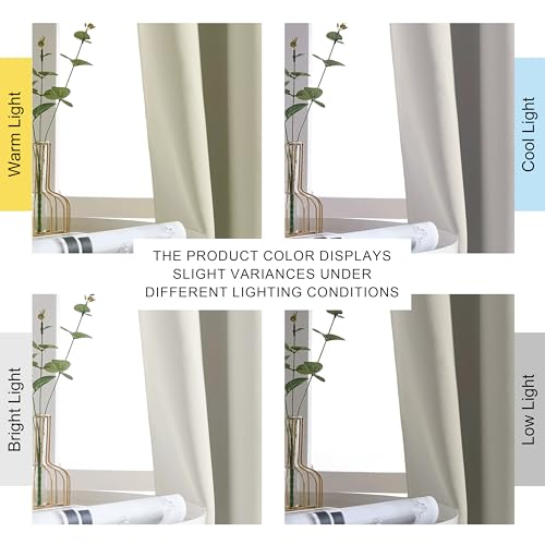 NICETOWN Blackout Curtain for Patio Sliding Door - Grommet Extra Wide Sliding Door Curtains Room Darkening Weighted Drape for Living Room/Patio (Natural, W100 x L84, 1 Panel)