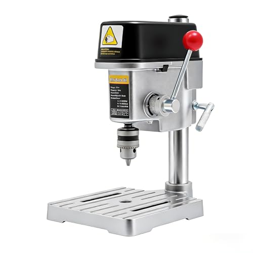 Mini Drill Press, 3-Speede Bnchtop Drill Press, 1-10mm Clamp TOOL 110V Portable Benchtop Drill Pressfor Metal Wooden Jewelry DIY and Crafts