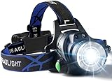 Rechargeable Headlamp,1500 Lumen High Bright Zoom LED Head Lamp,Large Battery-Powered Waterproof Headband Lamp with 4 Modes and Adjustable Headband Perfect For Outdoor Camping,Running,Cycling,Climbing