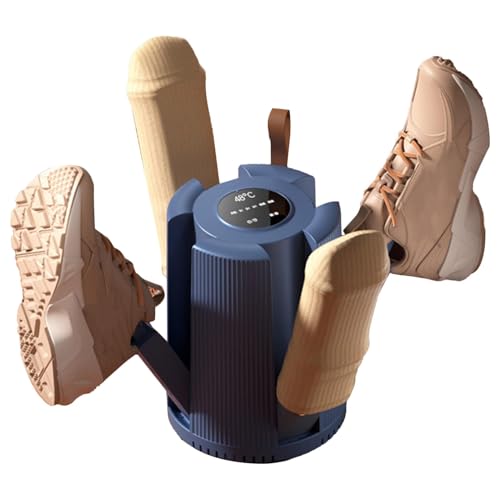 Pommyyn ポータブル ブーツ ドライヤー、スキー ブーツ ドライヤー ラック | 電気脱臭手袋乾燥機 | 3つの温度調整モード、ブーツ、スニーカー、フラットシューズ用のインテリジェントタイマー付き電動靴乾燥機