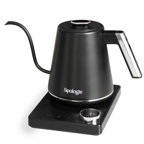 Image of Sipologie Precision Electric Gooseneck Kettle SE 1000ml | 5C Adjustable Temperature with 91 /93 /96C Presets | Keep Warm Timer | 304 Stainless Steel | Pour Over Coffee & Tea | 1100W | 1 Year Warranty