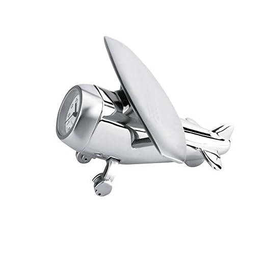 Hi Wing Private Airplane Clock, 4 by 2.75-Inch, V, Silver
