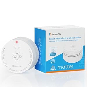 Heiman Matter Smoke Detector, Smart Photoelectric Fire Alarm, Ul217-10th Listed, Battery Powered, Real-Time Notification, Compatible with Smartthings, Home Assistant, Mini Portable for Home RV Travel