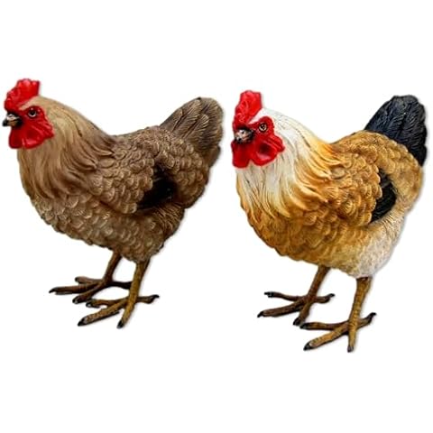 Distinctive Designs 4.5" Resin Chicken Figurines - Set of 2 - Rooster Home Decor - Chicken for Farmhouse, Country, or Cabin Decor Cover