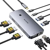 MOKiN Laptop Docking Station Triple Display for Windows, USB C Dock with Dual HDMI 4K, DisplayPort, VGA, 100W PD Charging, Gigabit Ethernet, 3 x USB A/C 3.0 for Dell/HP/Lenovo/Mac