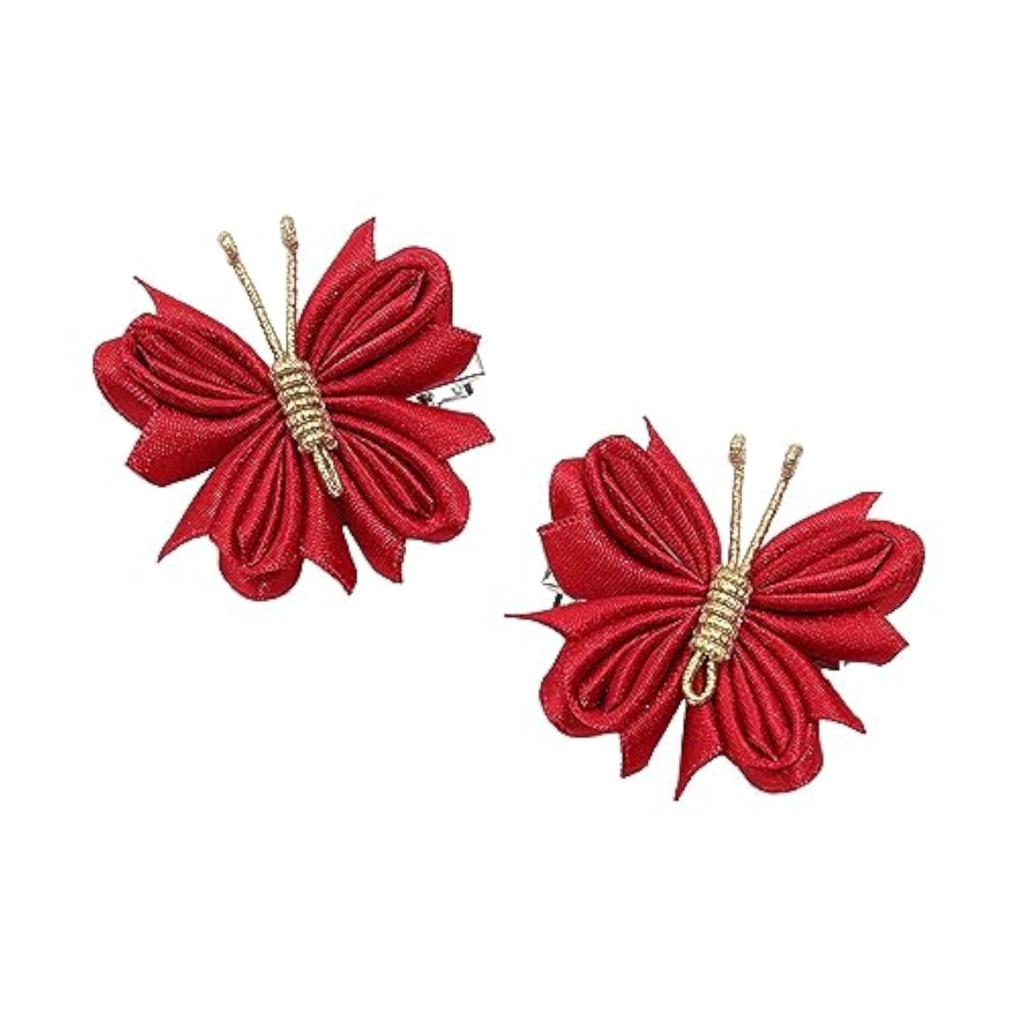 2Pcs Cute Gold Thread Butterfly Hair Clips for Wedding Gifts